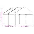 vidaXL Altánok so strechou, biely 4,46x4,08x3,22 m, polyetylén