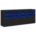 vidaXL Komoda s LED svetlami čierna 163x37x67 cm