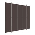 vidaXL 5-panelový paraván hnedá 250x220 cm látkový