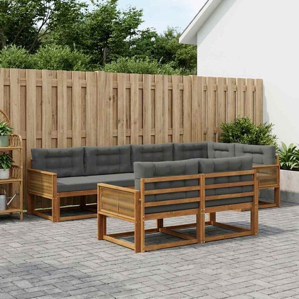 vidaXL Záhradná súprava gaučov s vankúšom 7 pcs Prírodná a antracitová