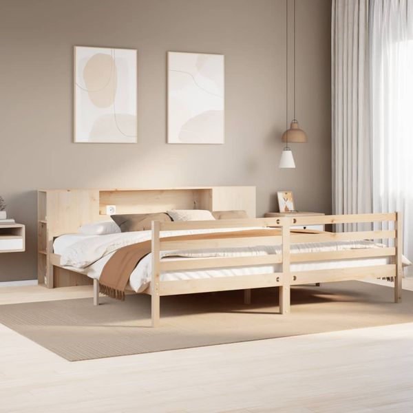 vidaXL Posteľ s knižnicou bez matraca 200x200 cm borovicový masív