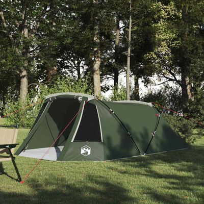 vidaXL Tunelový stan pre 3 osoby Zelená a biela 328 x 228 x 115 cm