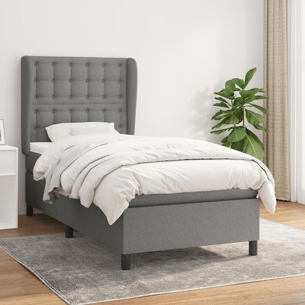 vidaXL Boxspring posteľ s matracom tmavosivá 90x190 cm látka