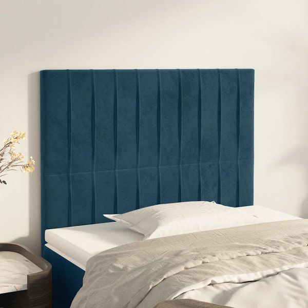 vidaXL Čelo postele tmavomodré 80x5x118/128 cm zamatové