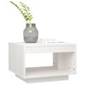 vidaXL Konferenčný stolík biely 50x50x33,5 cm masívne borovicové drevo