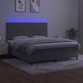 vidaXL Posteľ boxsping s matracom a LED bledosivá 180x200 cm zamat