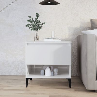 vidaXL Bočný stolík vysoký lesk biely 50x46x50 cm spracované drevo