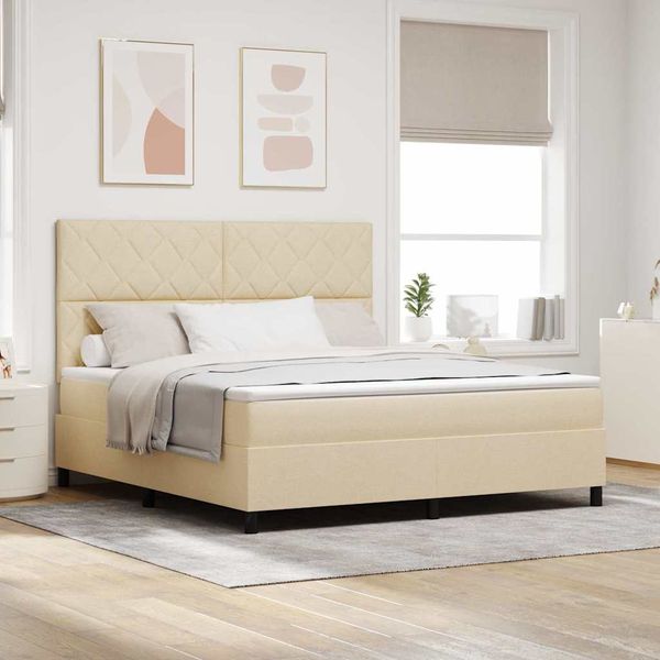 vidaXL Posteľ s pružinovým rámom Krémová 180 x 200 cm látka