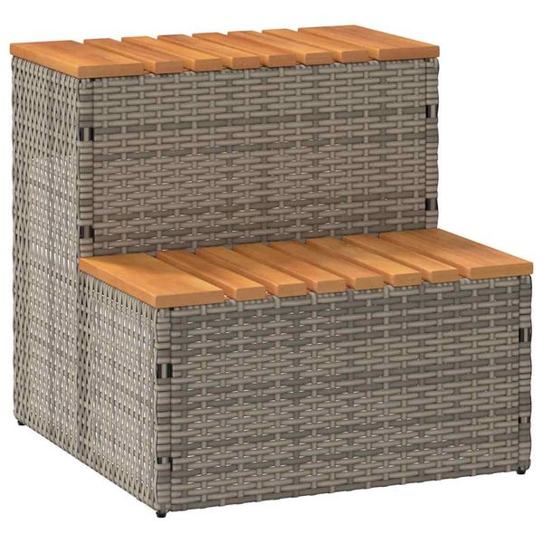 VidaXL vírivka Step sivý 50x50x50,5 cm polyratan a masívna akácia