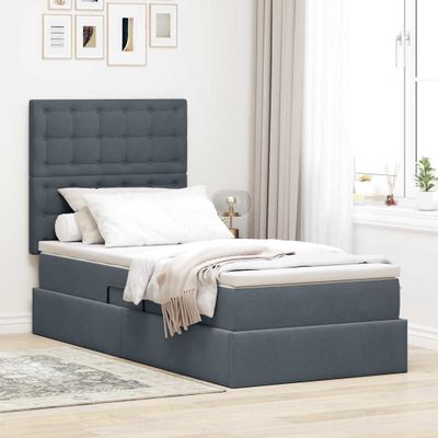 vidaXL Postel s úložným prostorem a matrací Tmavo šedá 100 x 200 cm