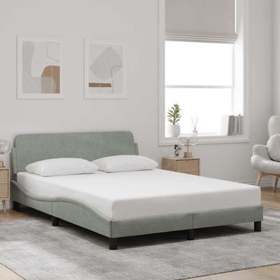vidaXL Rám postele Dover bledosivý 140x190 cm zamat