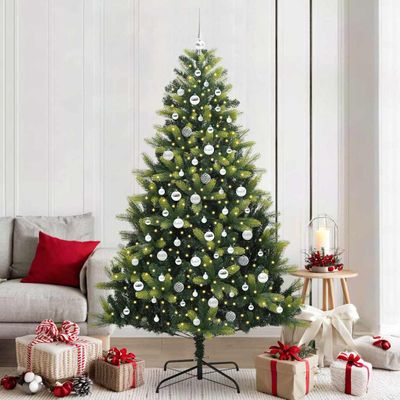 vidaXL Umelý skladací vianočný stromček 300 LED diód Zelená 210 cm