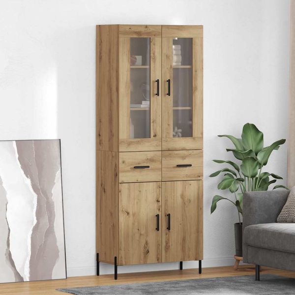 vidaXL Highboard Remeselný dub 69,5 x 34 x 180 cm Kompozitné drevo