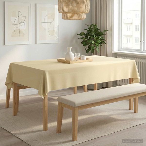 vidaXL Uterák na stôl Obdĺžnikový Krémovo biela 140 x 200 cm Polyester