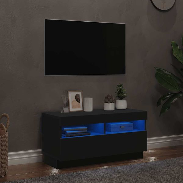 vidaXL TV skrinka s LED svetlami čierna 80x35x40 cm