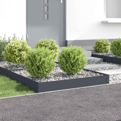 vidaXL Obrubník trávnika 4 ks 100 x 100 x 20 cm Oceľ Antracitová