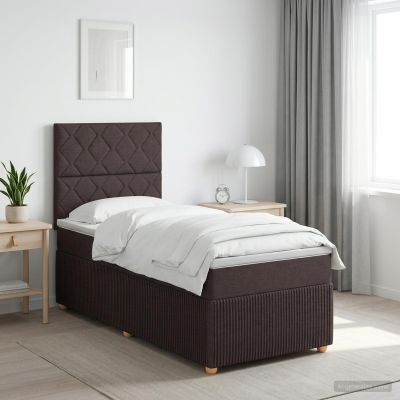 vidaXL LED boxspring posteľ s matracom Tmavohnedá 100 x 200 cm Látka