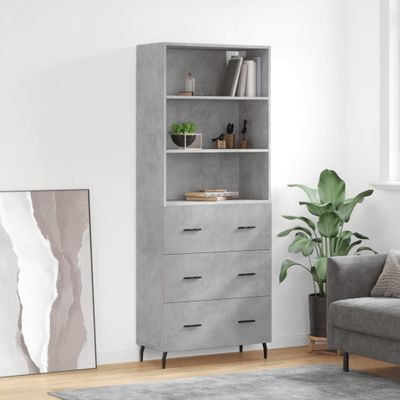 vidaXL Vysoká skrinka betónová sivá 69,5x34x180 cm spracované drevo