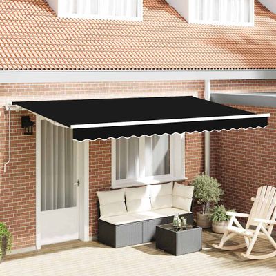 vidaXL Sklopná markíza Čierna 400 x 200 cm látka