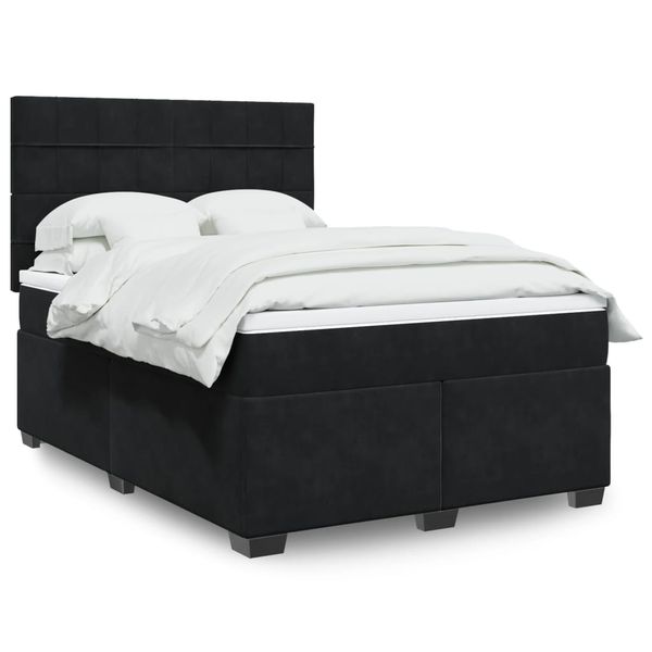 vidaXL Posteľný rám boxspring s matracom čierny 140x200 cm zamat