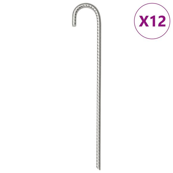 vidaXL Stanové kolíky 12 ks 37 cm Ø10 mm pozinkovaná oceľ