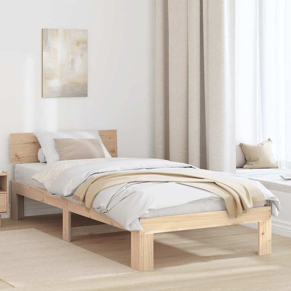 vidaXL Rám postele Prírodná 75 x 190 cm Masívne borovicové drevo