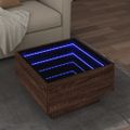 vidaXL Konferenčný stolík s LED hnedý dub 50x50x30 cm kompozitné drevo