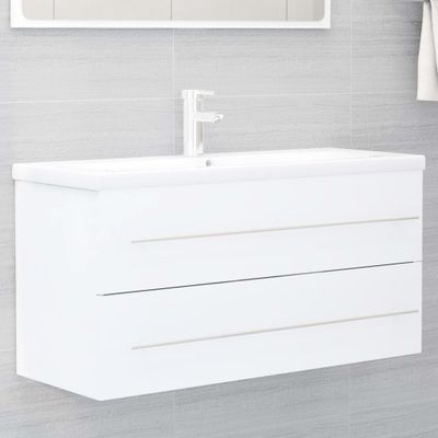 vidaXL Skrinka pod umývadlo, biela 100x38,5x48 cm, kompozitné drevo