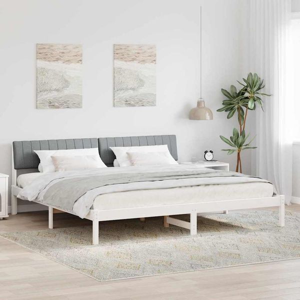 vidaXL Rám postele Biela a svetlosivá 200 x 200 cm Borovicový masív