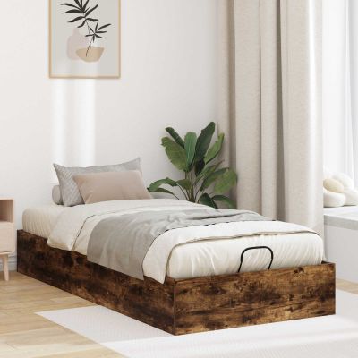 vidaXL Otomanový posteľný rám s úložiskom Údený Dub 203 x 100 x 25 cm