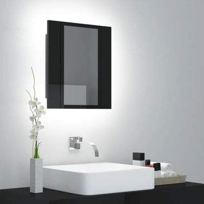 vidaXL LED kúpeľňová zrkadlová skrinka lesklá čierna 40x12x45 cm akryl