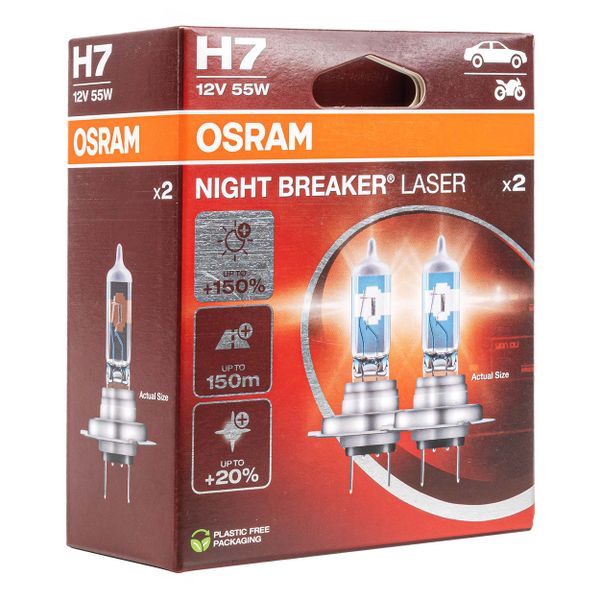 Halogénová žiarovka Osram H7 12V 55W PX26d NIGHT BREAKER LASER +150% / 2ks