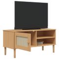 vidaXL TV skrinka SENJA ratanový vzhľad hnedá 106x40x49 cm borovica