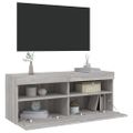 vidaXL TV nástenná skrinka s LED svetlami sivá sonoma 100x30x40 cm
