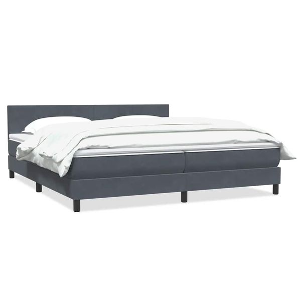 vidaXL Posteľný rám boxspring s matracom tmavosivý 180x210 cm zamat