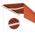 vidaXL Automatická markíza tienidlo&LED&senzor vetra oranžovo-hnedá