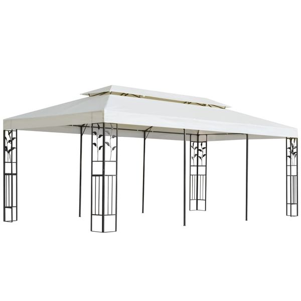 vidaXL Altánok s dvojitou strieškou, biely 6x3 m, oceľ