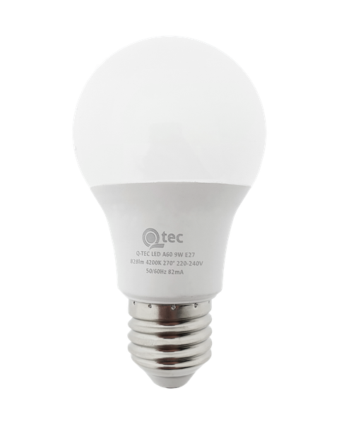 LED žiarovka Qtec 9W A60 E27 4200K