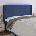 vidaXL Čelo postele s LED modré 183x16x118/128 cm látka
