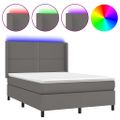 vidaXL Boxspring posteľ s matracom a LED sivá 140x200 cm umelá koža