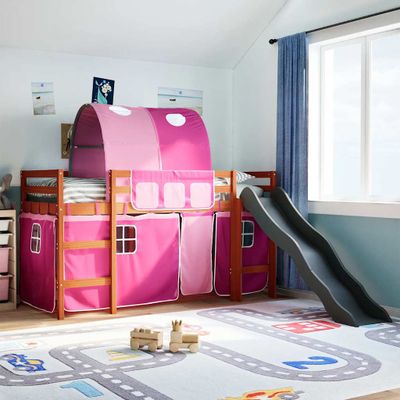 vidaXL Detská vyvýšená posteľ tunel ružová 80x200 cm masívna borovica