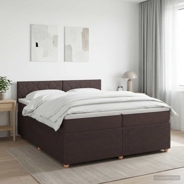 vidaXL Posteľ boxspring s matracom Tmavohnedá 200 x 200 cm Látka