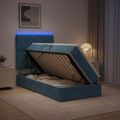 vidaXL LED úložná posteľ s matracom Tmavomodrá 100 x 200 cm Zamat