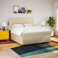 vidaXL Posteľný rám boxspring s matracom krémový 180x200 cm látka