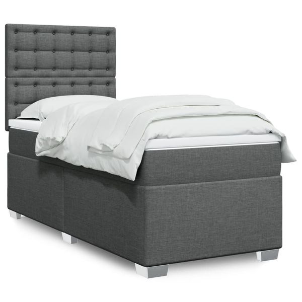 vidaXL Boxspring posteľ s matracom tmavosivá 90x190 cm látka