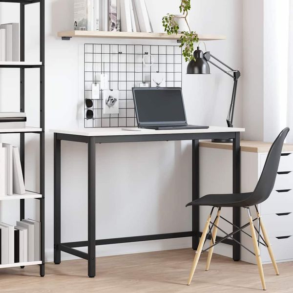 vidaXL stôl Biela 100 x 50 x 77 cm Inžinierske drevo a oceľ