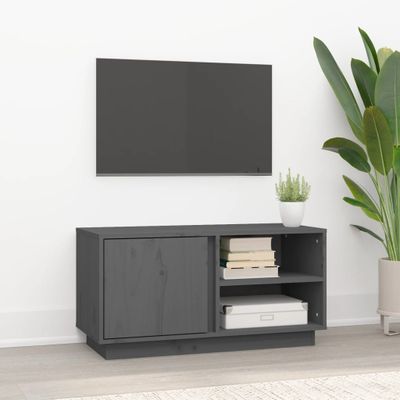vidaXL TV skrinka sivá 80x35x40,5 cm masívna borovica