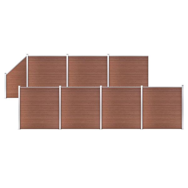 vidaXL WPC plot 7 štvorcových + 1 zošikmený diel 1311x186 cm hnedý