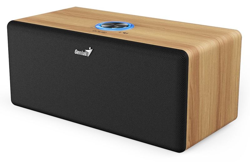 GENIUS repro SP-HF505BT Pine Wood/ Bluetooth 5.3/ 20W/ barva světlé dřevo Reproduktor, dvoupásmový, 20W, 80 Hz - 20 kHz, Bluetooth 5.3, AUX, ovládání hlasitosti, konektor pro sluchátka, hnedý