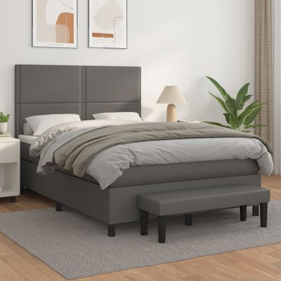 vidaXL Boxspring posteľ s matracom sivá 140x200 cm umelá koža